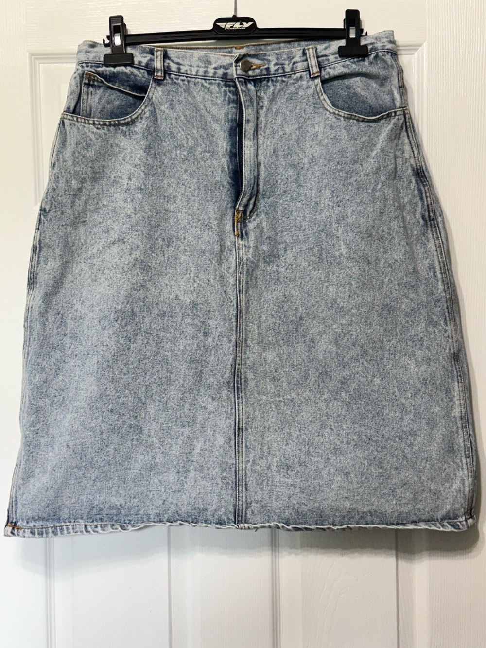Vintage Carolina Bay Light 90s Acid Wash Button Slit A-line Denim Skirt Size 36